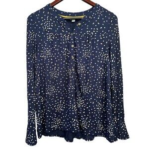 Boden Sinead Dotted V-Neck Sleeveless Peplum Top Navy Yellow Polka Dot Size US 4